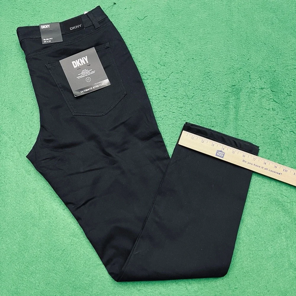 DKNY Ultimate Stretch Slim Fit Pants Stanton Mens Size 36 X 32 Black